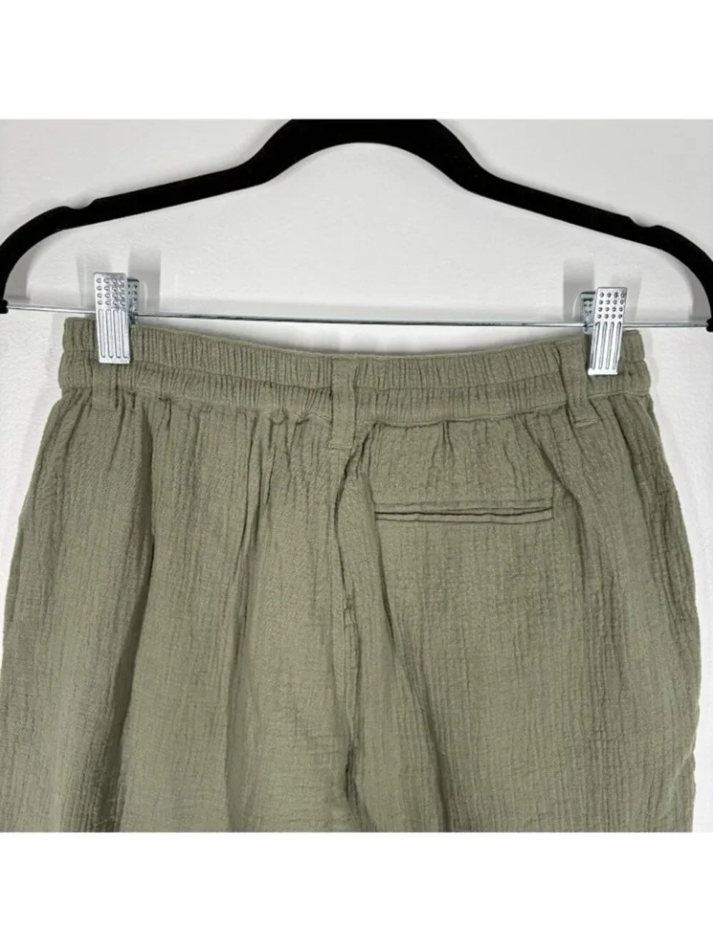 Aerie Women XS Olive Green Cotton Gauze Pleated Daybreak Trouser Shorts NWT - Picture 9 of 12